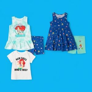 NWT • The Little Mermaid • 5-Piece Set • 2 Shirts, 2 Shorts, 1 Dress